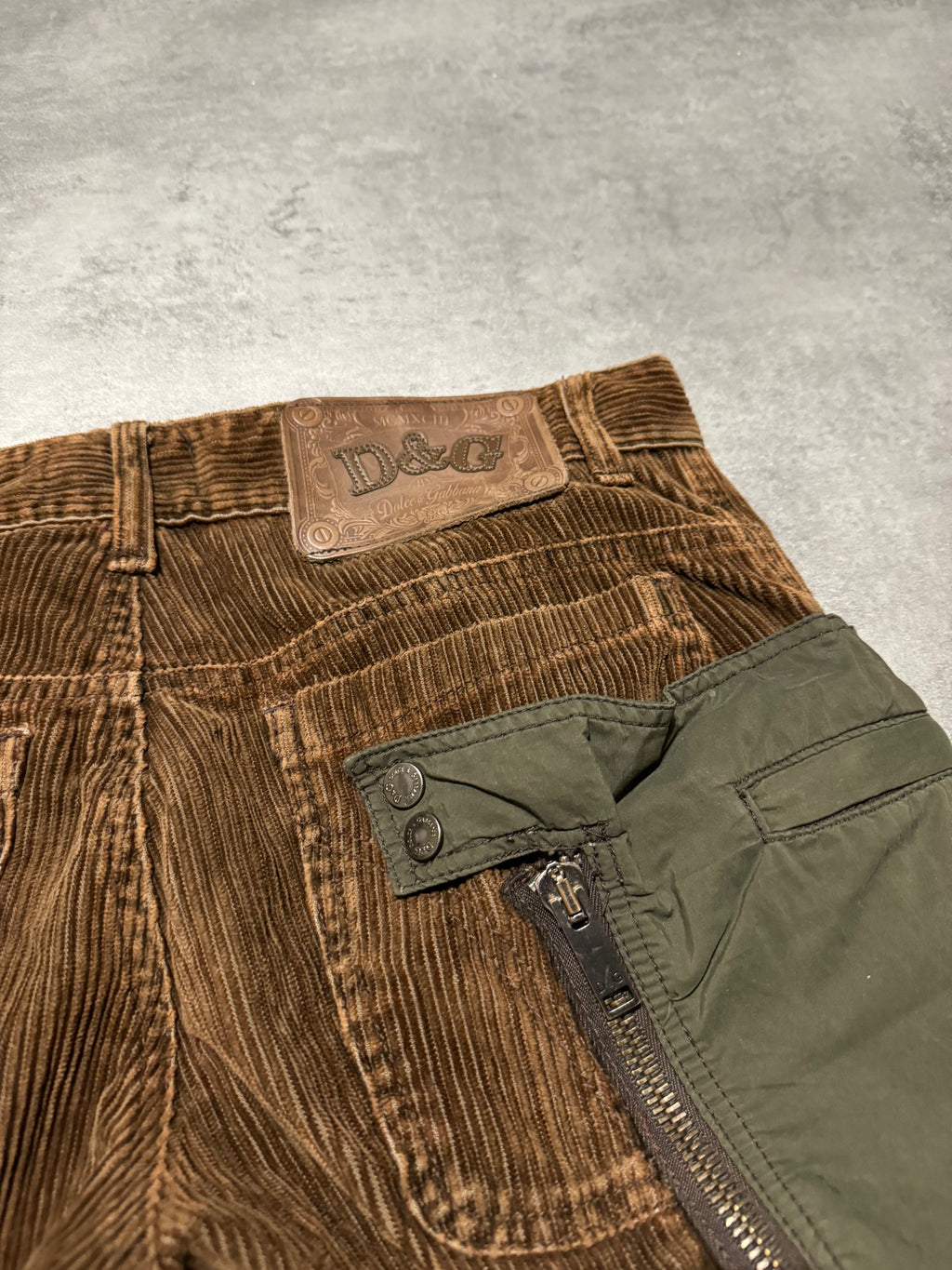 AW2004 Dolce & Gabbana Aviator Full Zip Detachable Cargo Velvet & Nylon Pants (M/L) - 6