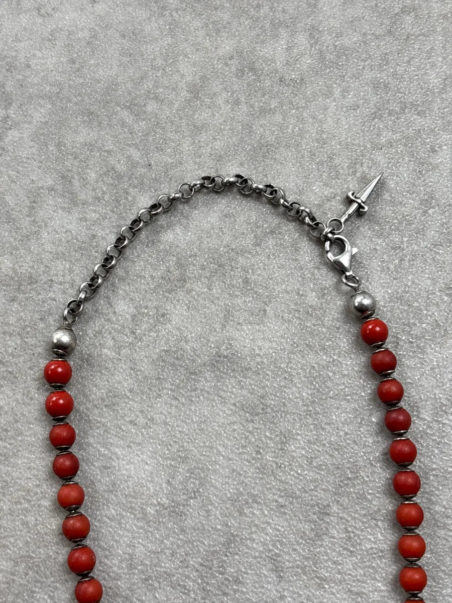 Cesare Paciotti Red Beaded Dagger Pendant Necklace VIGbmMjd 3