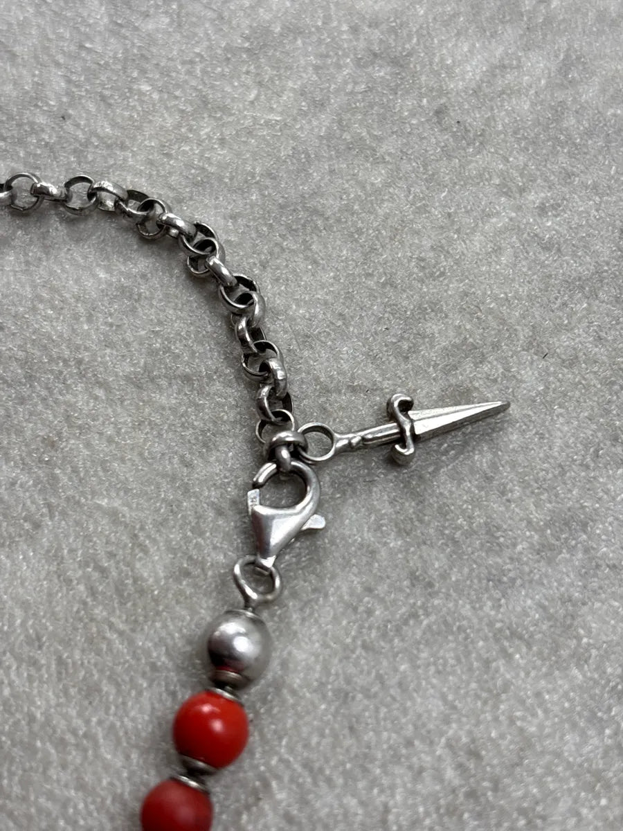 Cesare Paciotti Red Beaded Dagger Pendant Necklace VIGbmMjd 4
