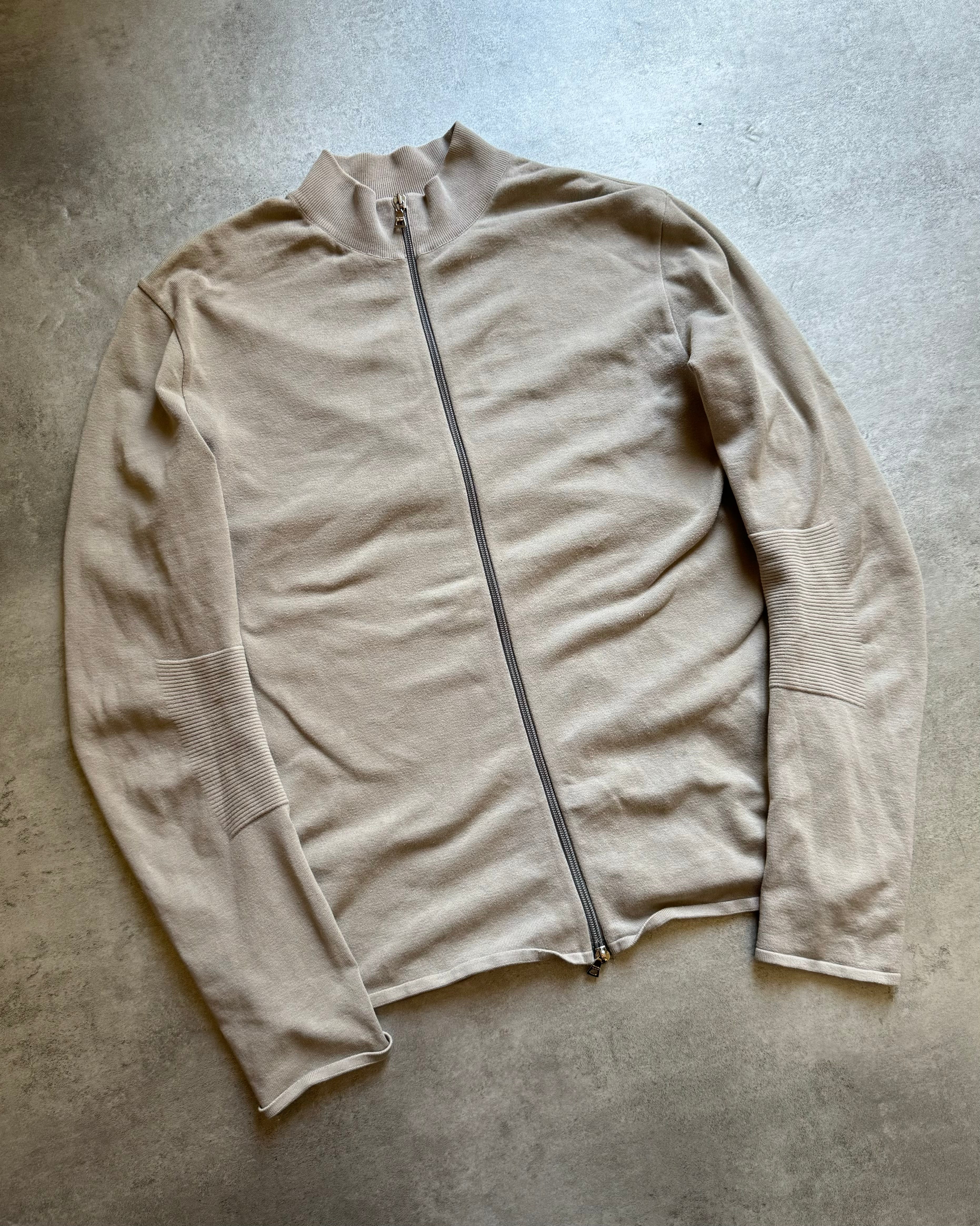 2000s Prada Beige Pure Zip-up Sweater (L) - 7