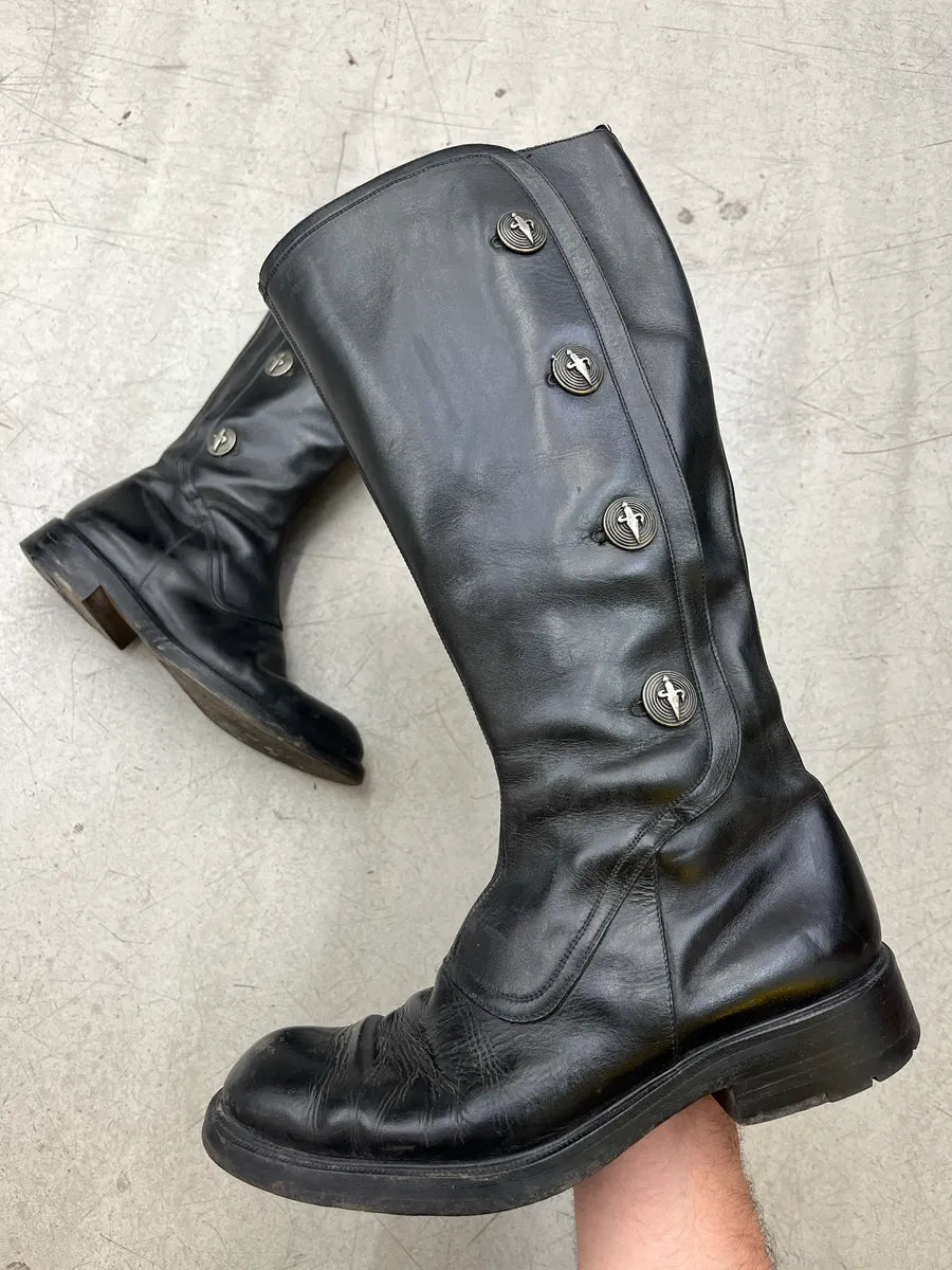 Cesare Paciotti Buttoned Black Leather High Boots VLbRrnsp 0
