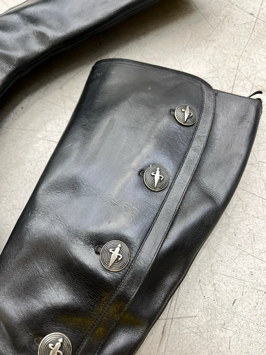Cesare Paciotti Buttoned Black Leather High Boots VLbRrnsp 3