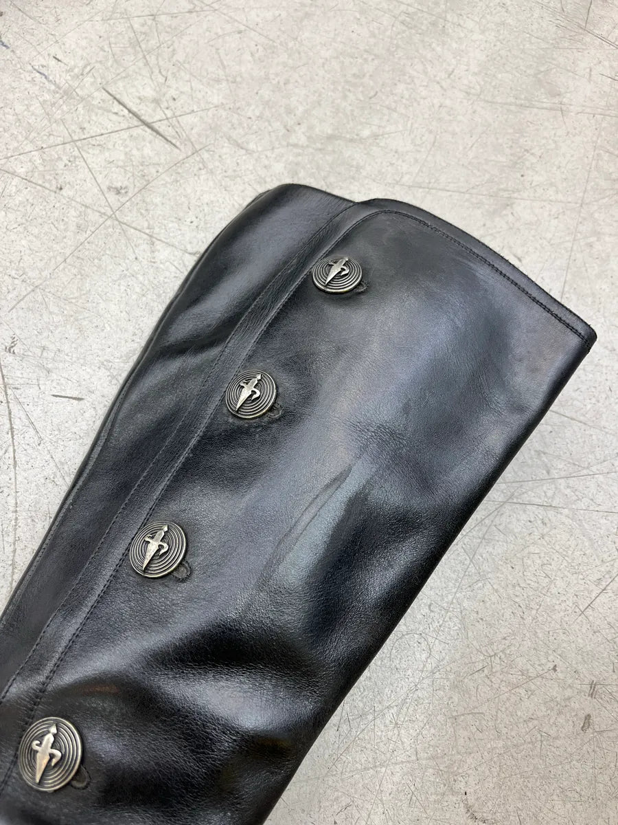 Cesare Paciotti Buttoned Black Leather High Boots VLbRrnsp 4
