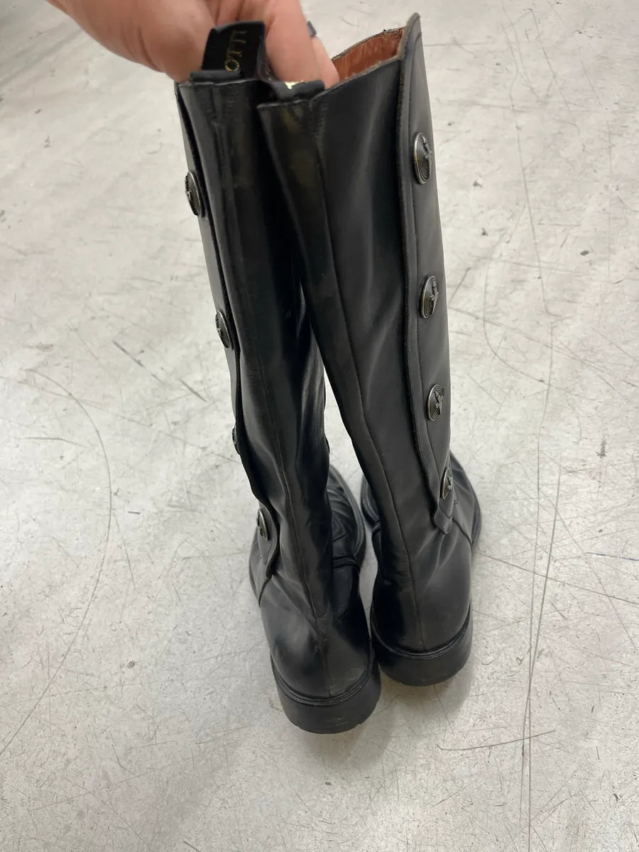 Cesare Paciotti Buttoned Black Leather High Boots VLbRrnsp 6