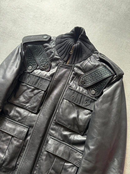 2000s Roberto Cavalli Class Biker Strapped Black Leather Jacket (M) - 2