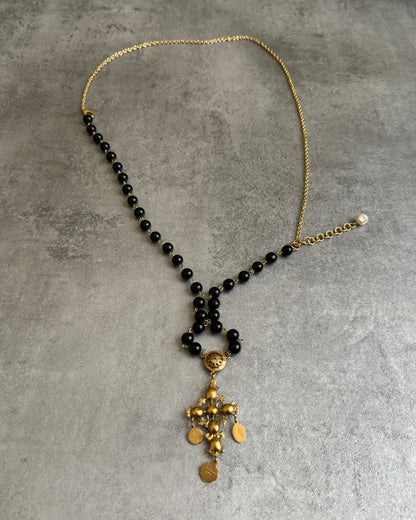 SS2015 Dolce & Gabbana Black Contemporary Cross Necklace (OS) - 4