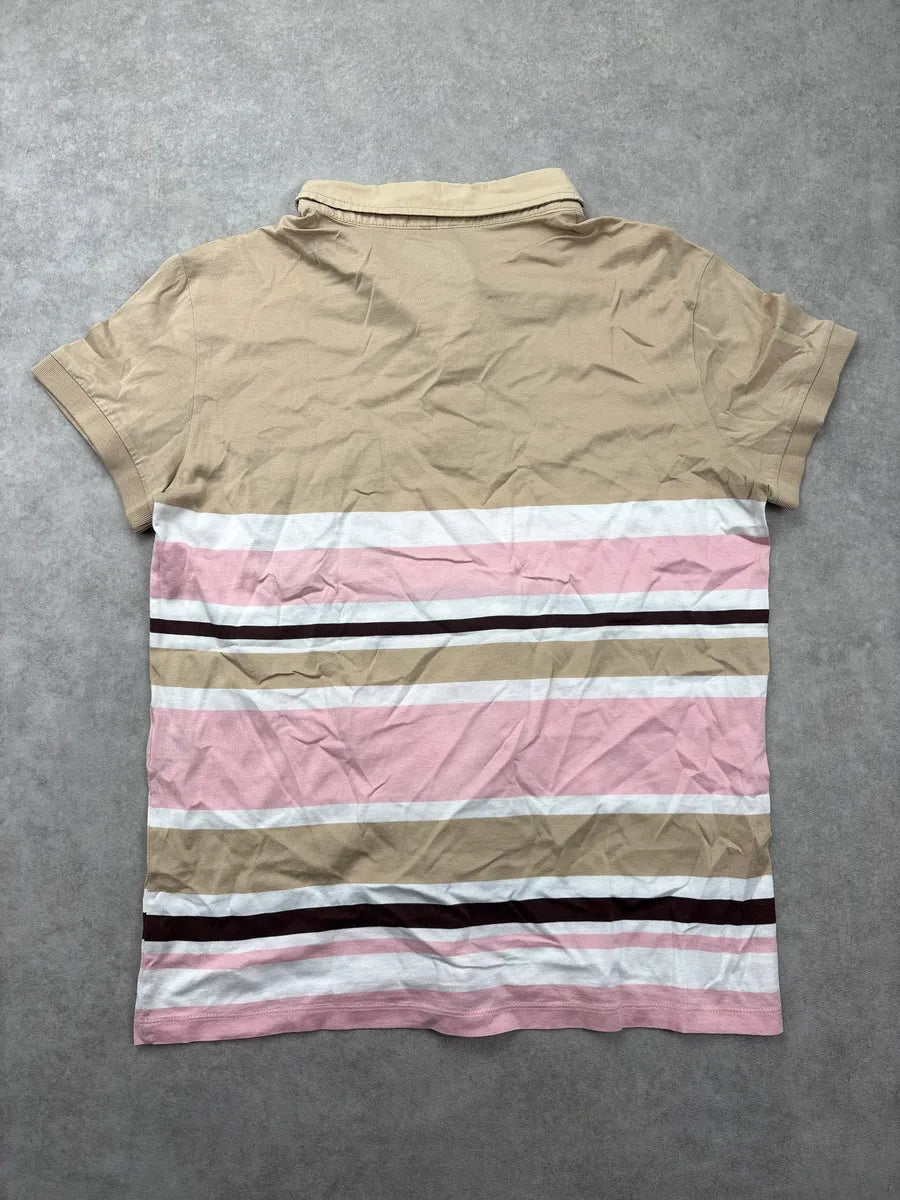 2000s Dolce & Gabbana Beige Striped Buttoned Collar Polo VUbzLPNP 5