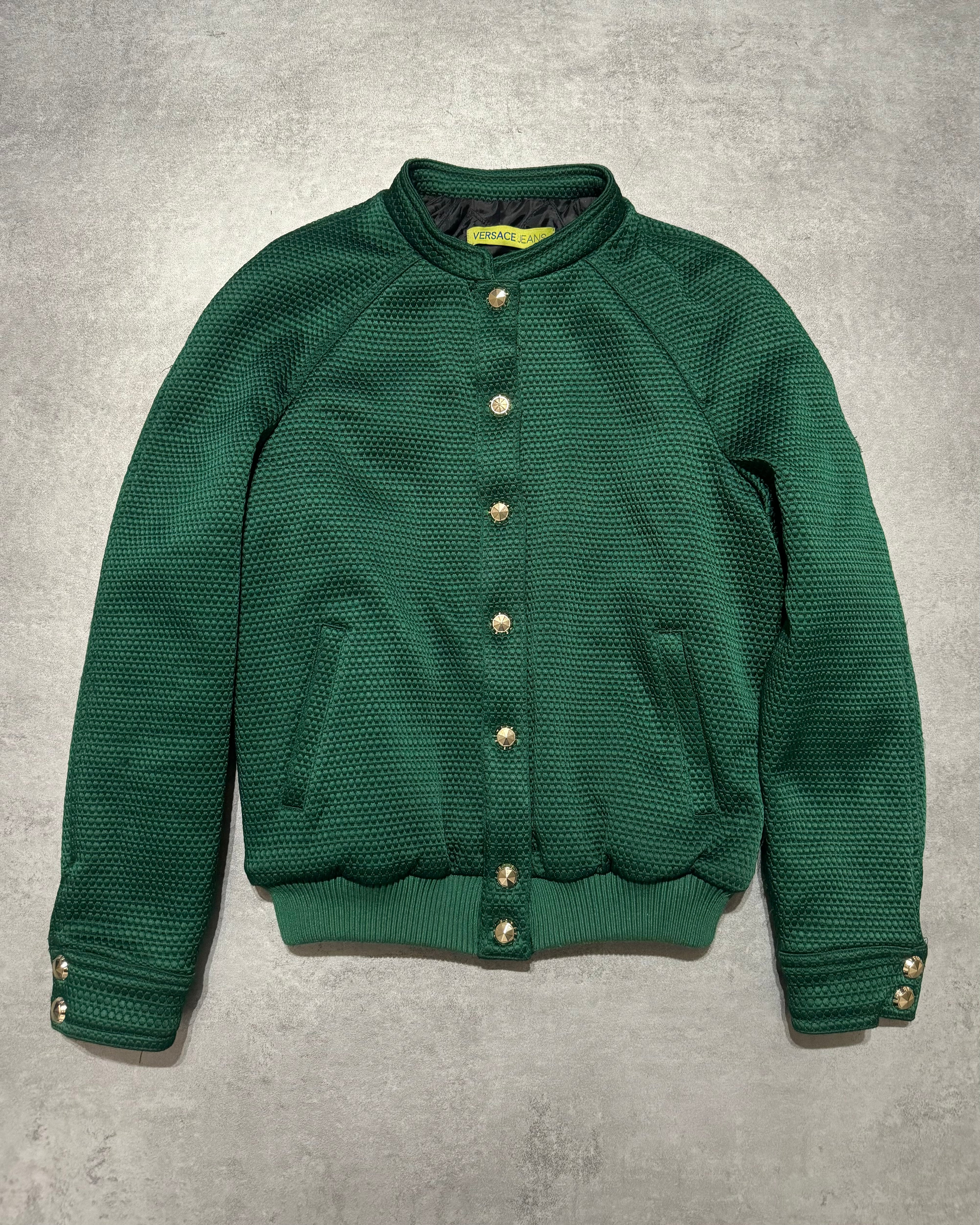 Versace Italian Green Bomber Royal Jacket (XS/S) - 1