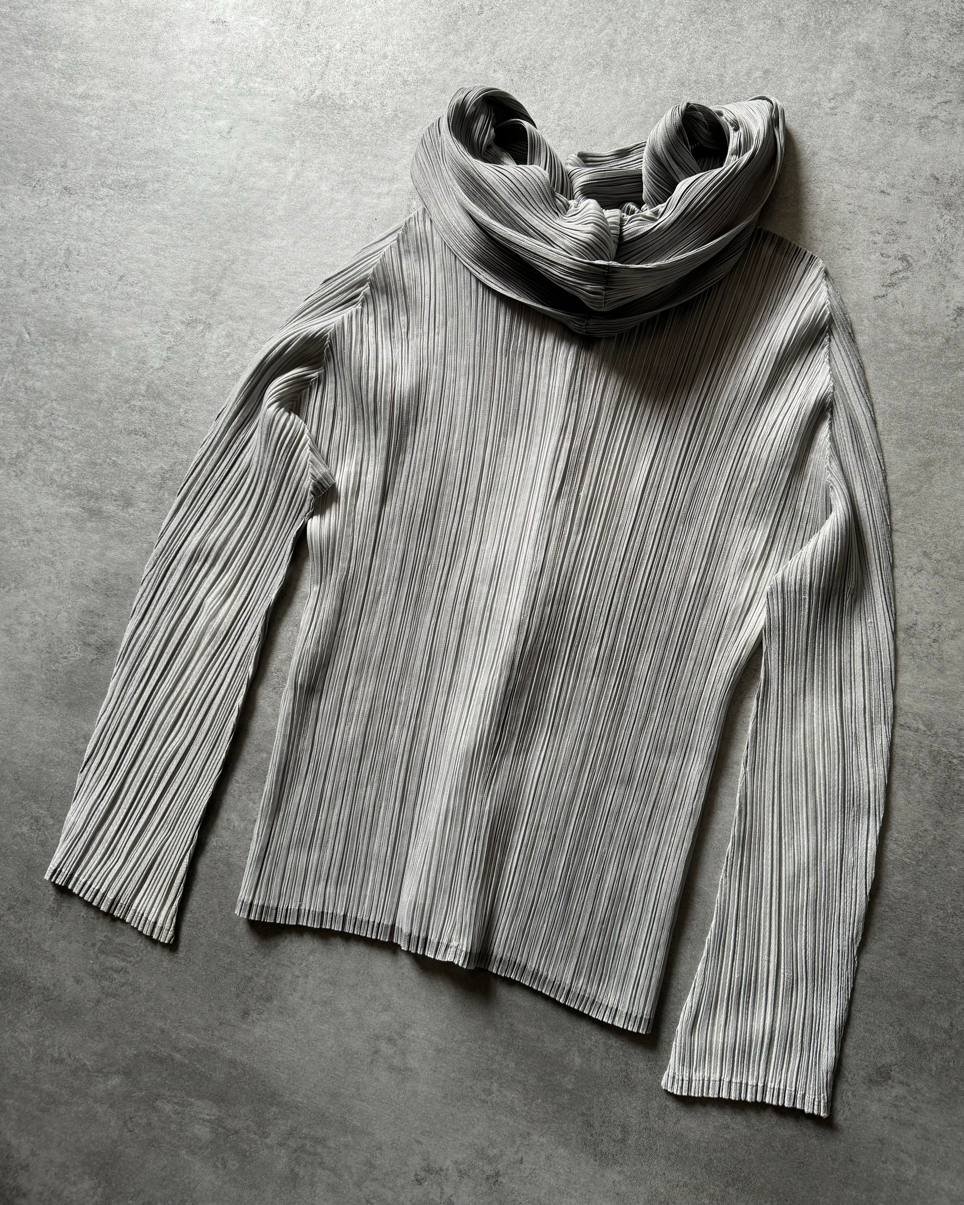 Issey Miyake Pleats Plissed Grey Splash Cardigan (S) - 4