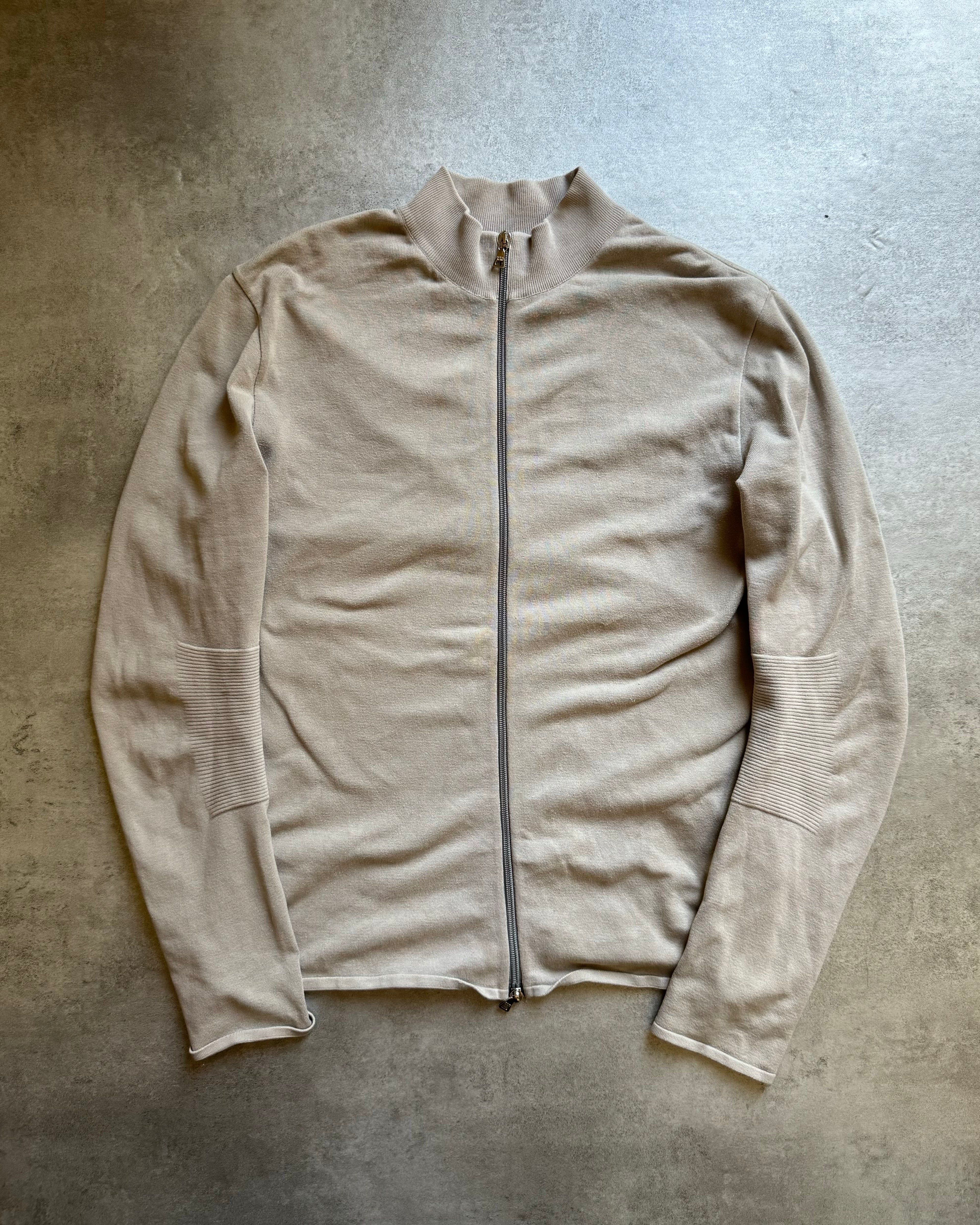 2000s Prada Beige Pure Zip-up Sweater (L) - 5