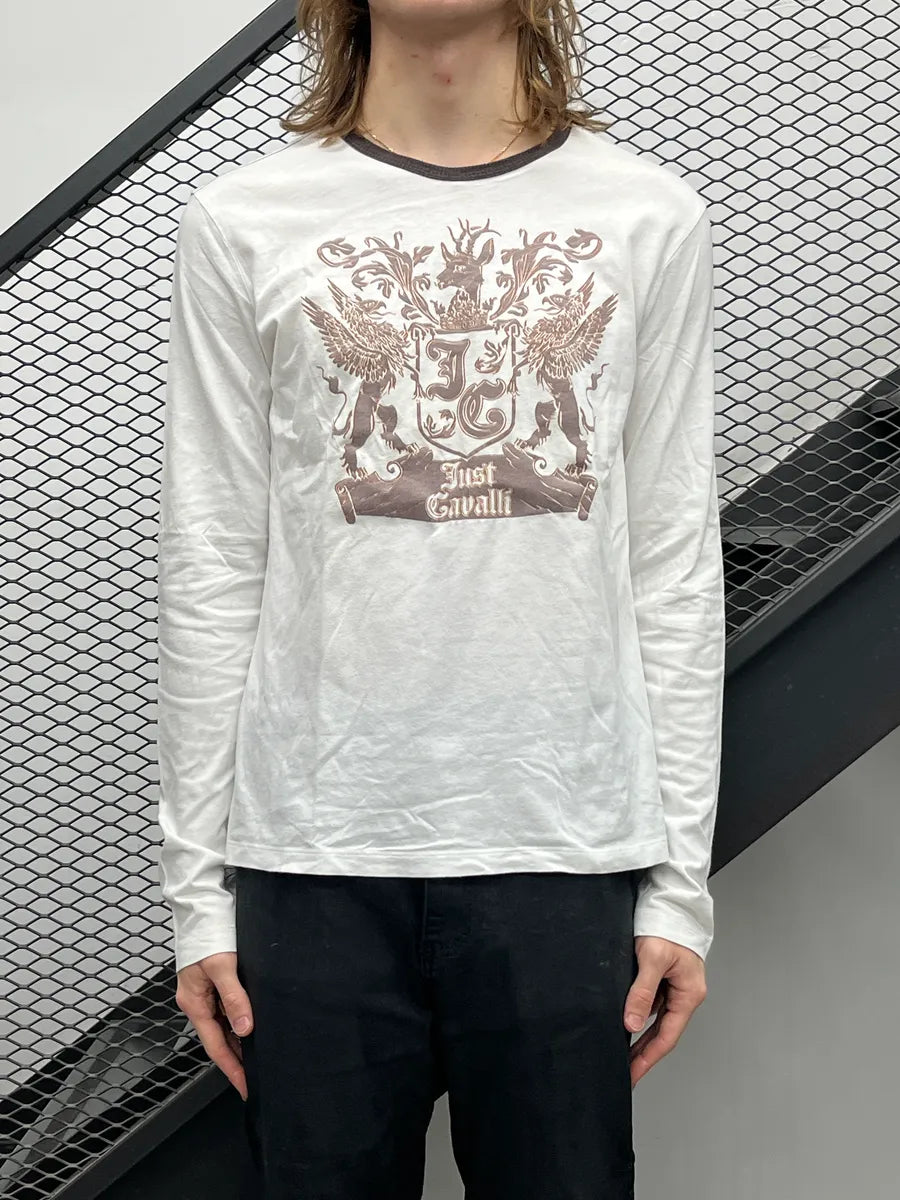2000s Cavalli Off-White Crest Logo Longsleeve VcGlNfnS 1