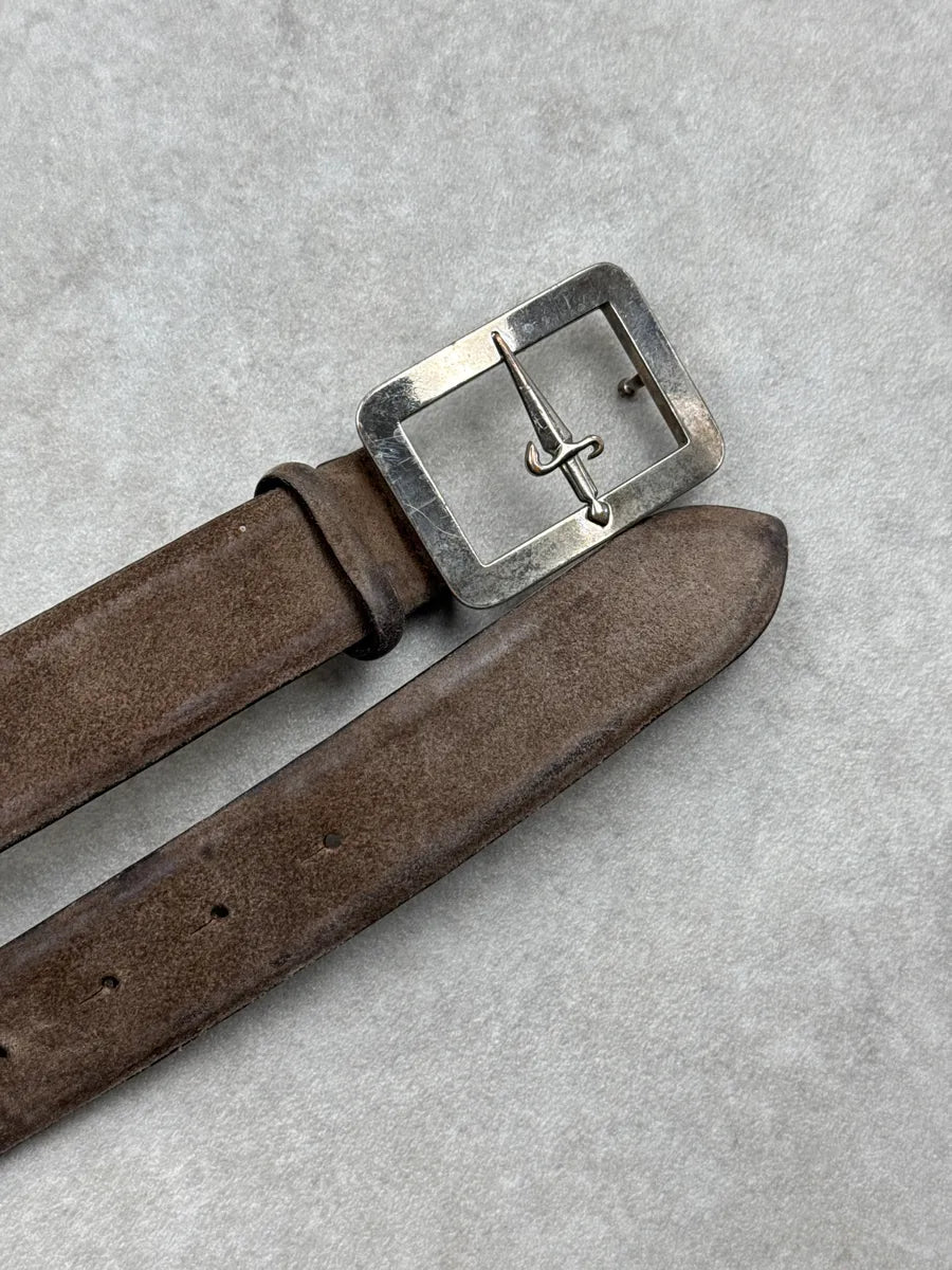 Cesare Paciotti Brown Suede Dagger Buckle Belt VceKzzpS 3