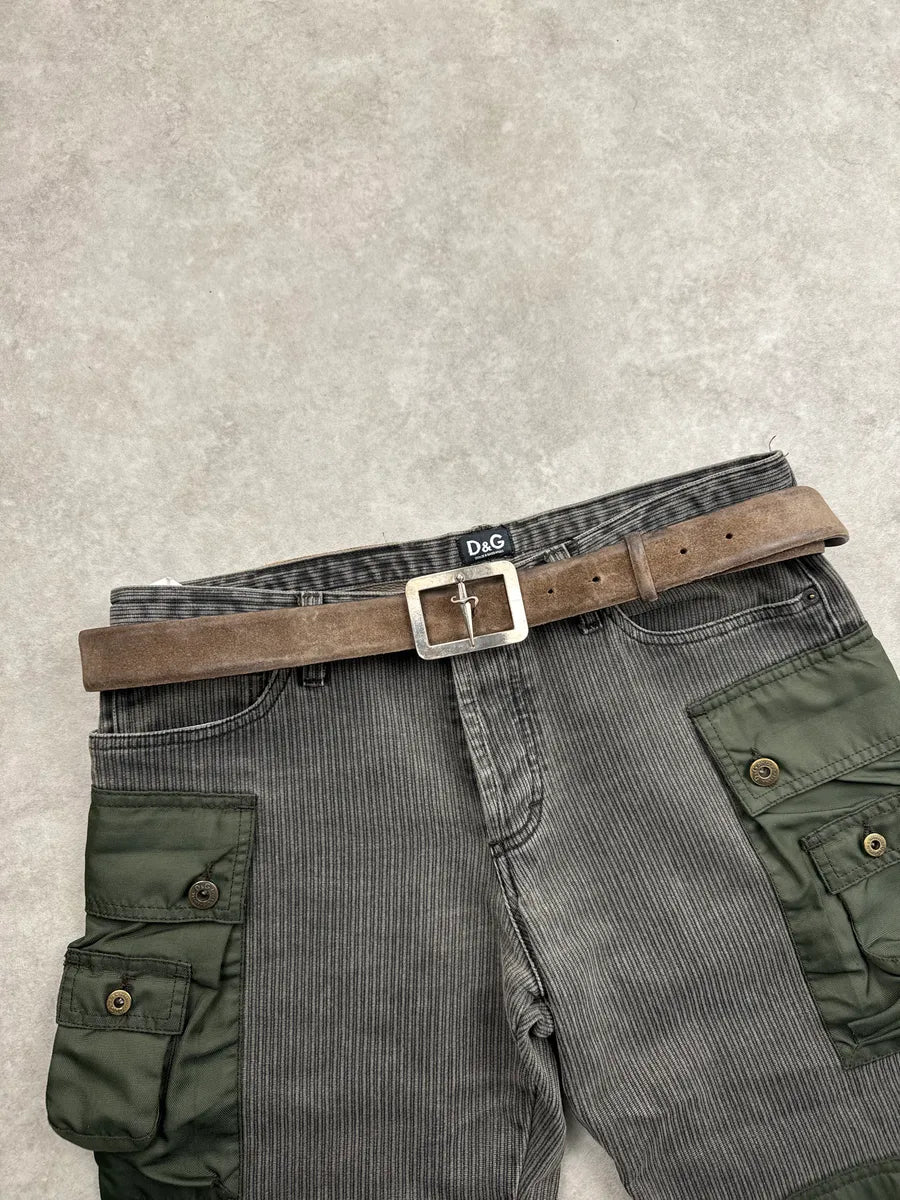 Cesare Paciotti Brown Suede Dagger Buckle Belt VceKzzpS 0