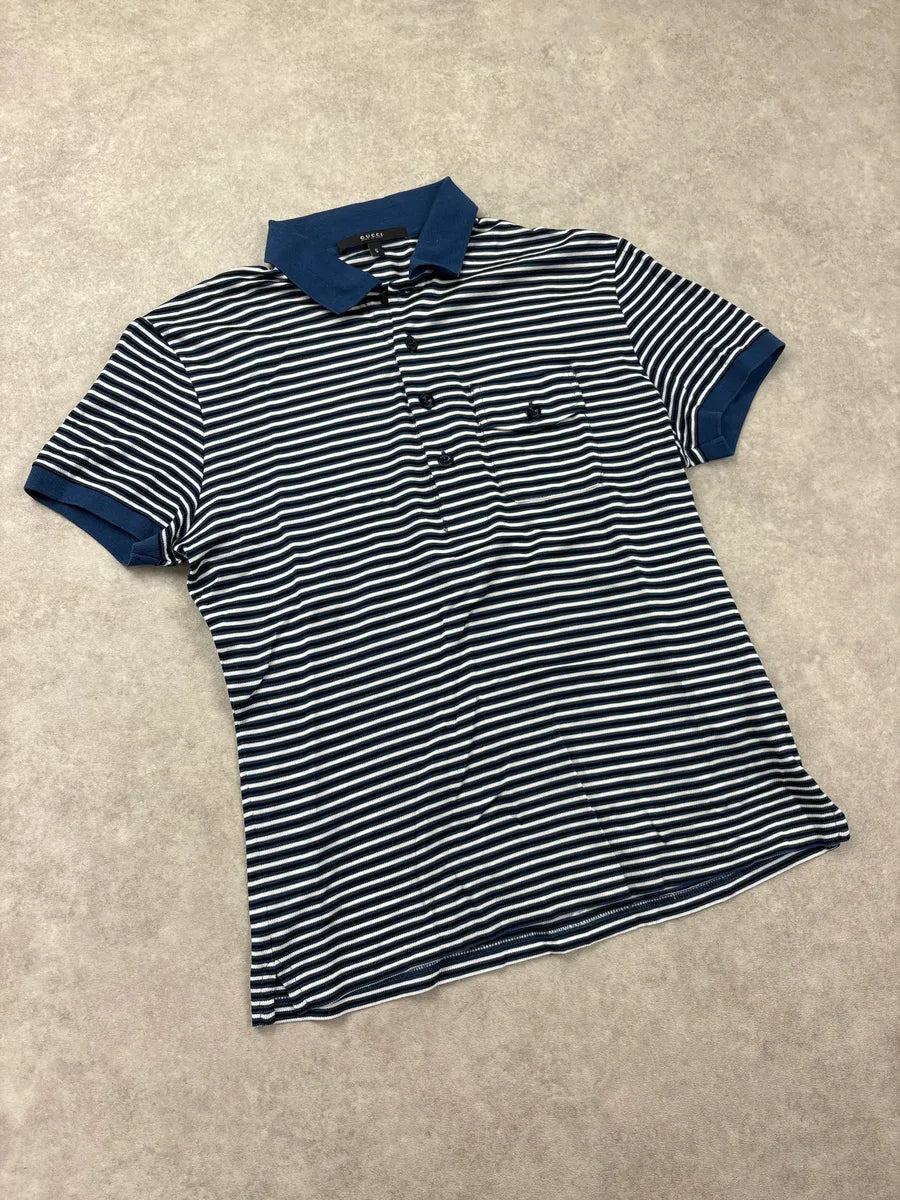 SS2008 Gucci Navy Striped Contrast Collar Polo by Frida Giannini VceuaxFU 3