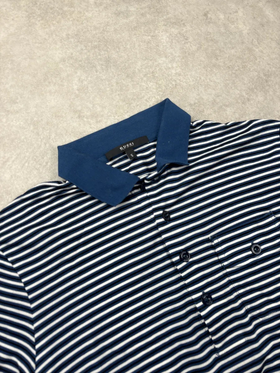 SS2008 Gucci Navy Striped Contrast Collar Polo by Frida Giannini VceuaxFU 4