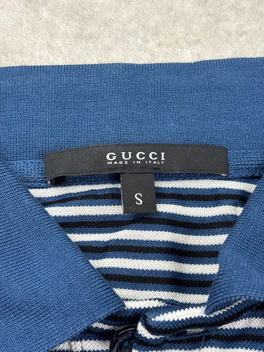 SS2008 Gucci Navy Striped Contrast Collar Polo by Frida Giannini VceuaxFU 7