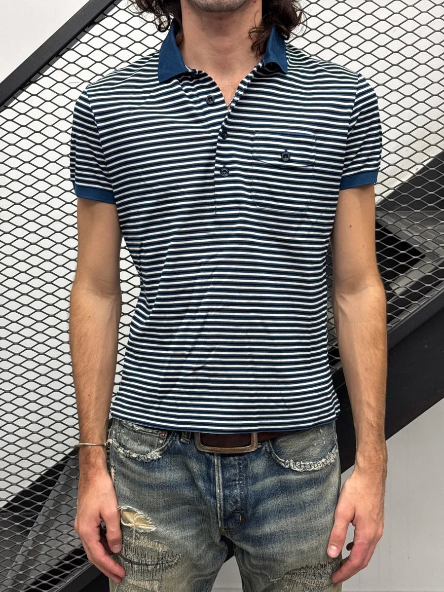 SS2008 Gucci Navy Striped Contrast Collar Polo by Frida Giannini VceuaxFU 1