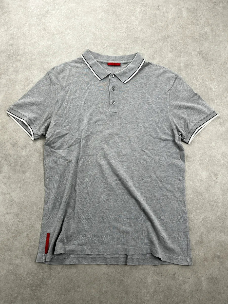 2000s Prada Grey Linea Rossa Polo VeAAfdqo 0