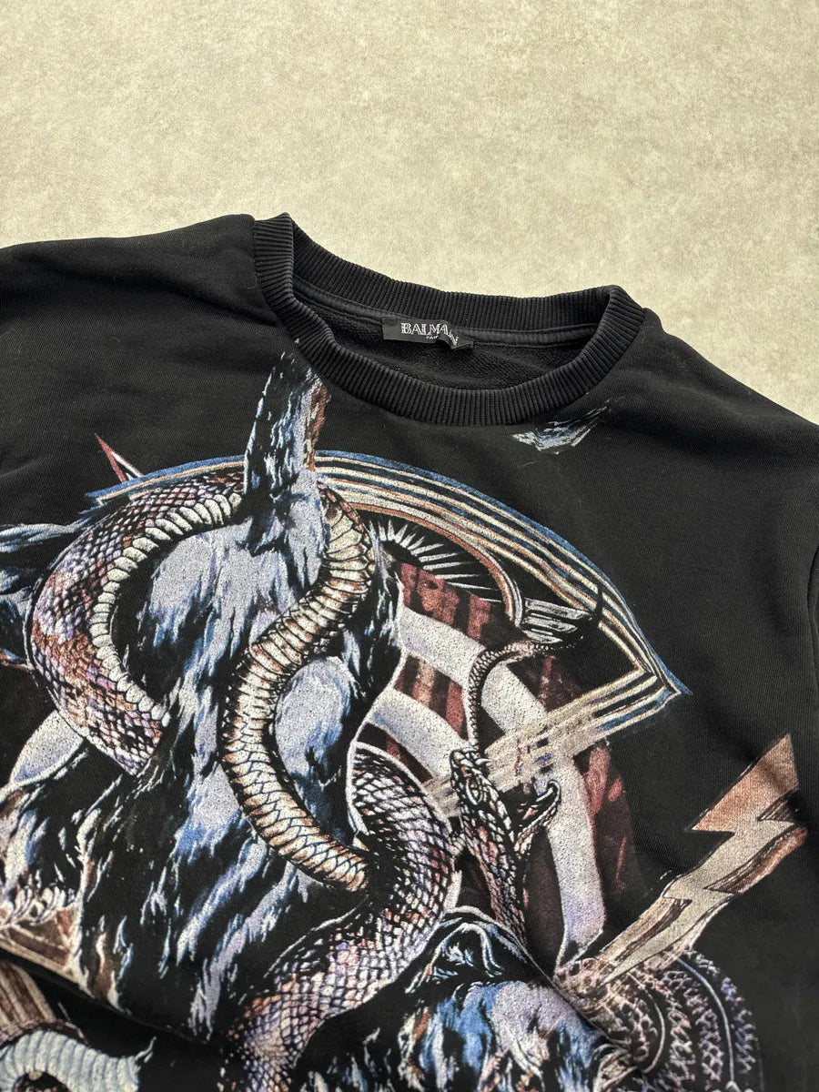 AW2017 Balmain Black Panther & Snake Graphic Sweatshirt VfPqwkPf 4