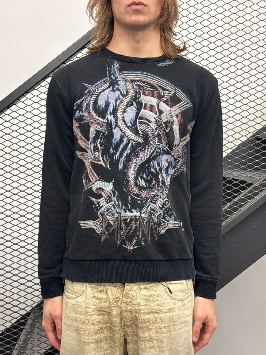 AW2017 Balmain Black Panther & Snake Graphic Sweatshirt VfPqwkPf 2