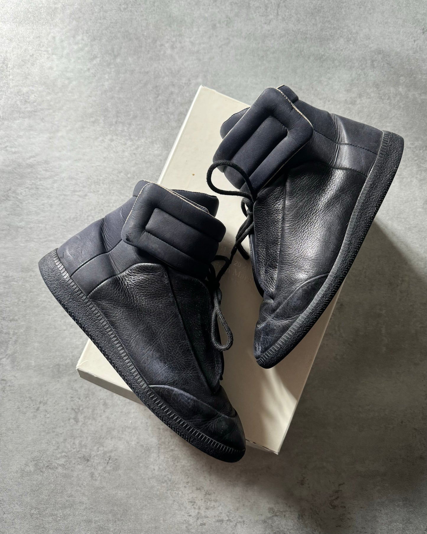 Maison Margiela Future High 2 Tone Leather Navy Top  (40) - 2