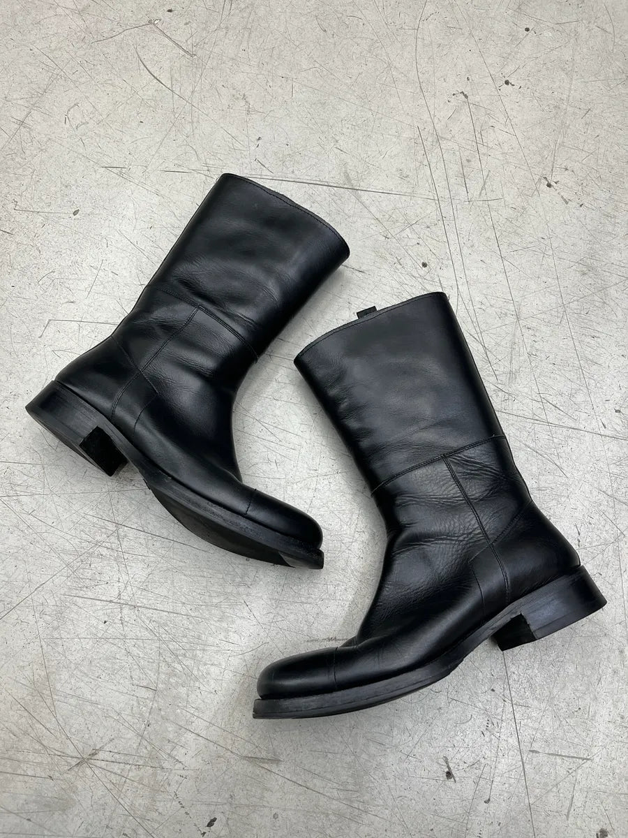 2000s Prada Brut Black Ankle Leather Boots VjXJciav 1