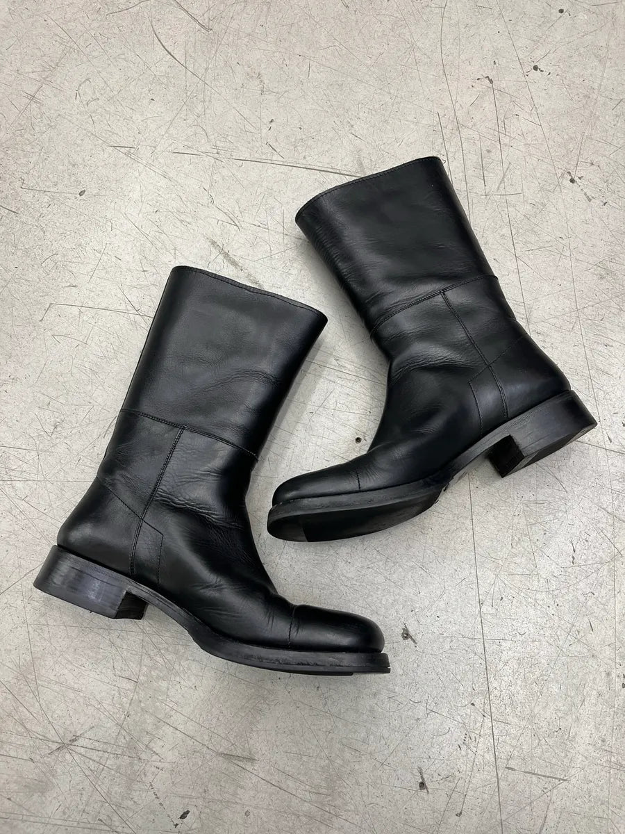 2000s Prada Brut Black Ankle Leather Boots VjXJciav 2