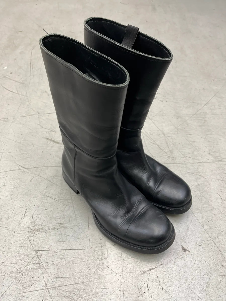 2000s Prada Brut Black Ankle Leather Boots VjXJciav 3