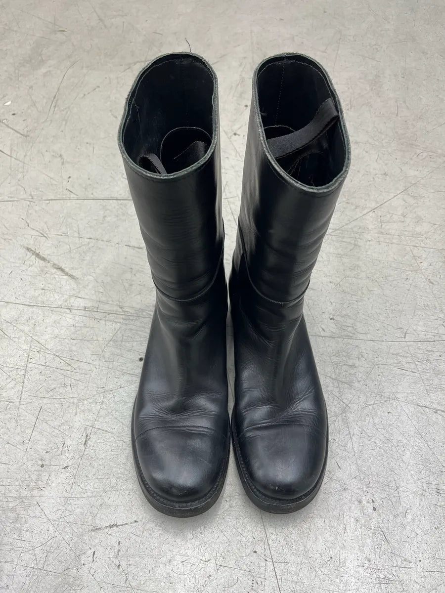 2000s Prada Brut Black Ankle Leather Boots VjXJciav 4