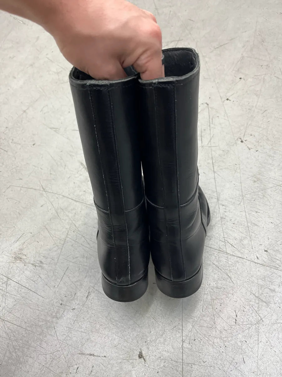2000s Prada Brut Black Ankle Leather Boots VjXJciav 5