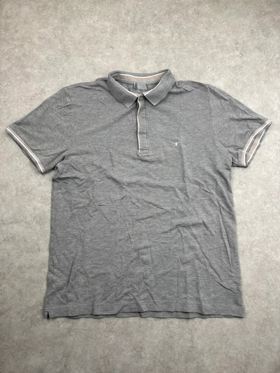 Dior Grey Bee Embroidered Tipped Polo VjkDNqTC 0