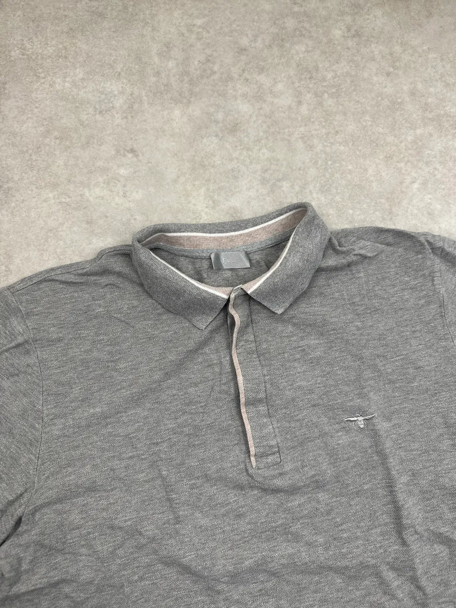 Dior Grey Bee Embroidered Tipped Polo VjkDNqTC 5