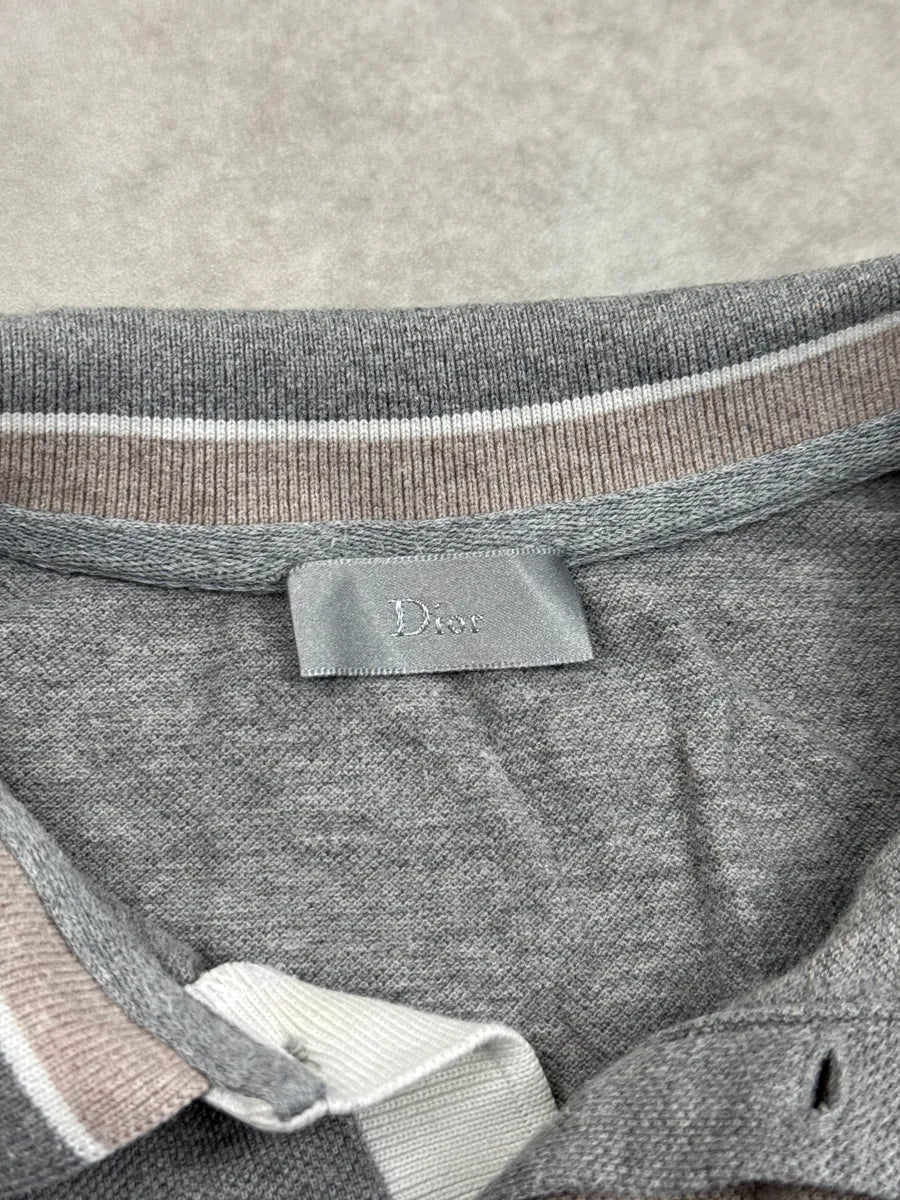 Dior Grey Bee Embroidered Tipped Polo VjkDNqTC 8