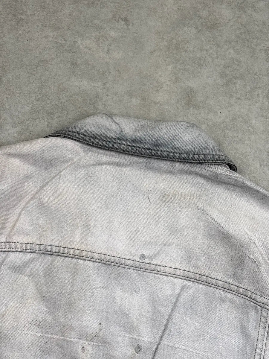 Diesel Silver Grey Denim Distressed Contrast Collar Jacket VkrHnDiE 12