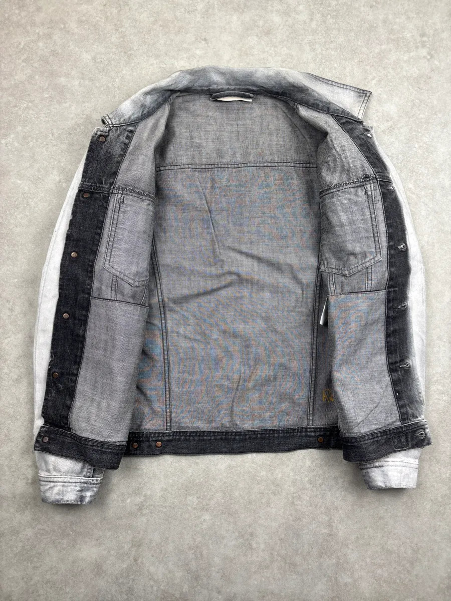 Diesel Silver Grey Denim Distressed Contrast Collar Jacket VkrHnDiE 4