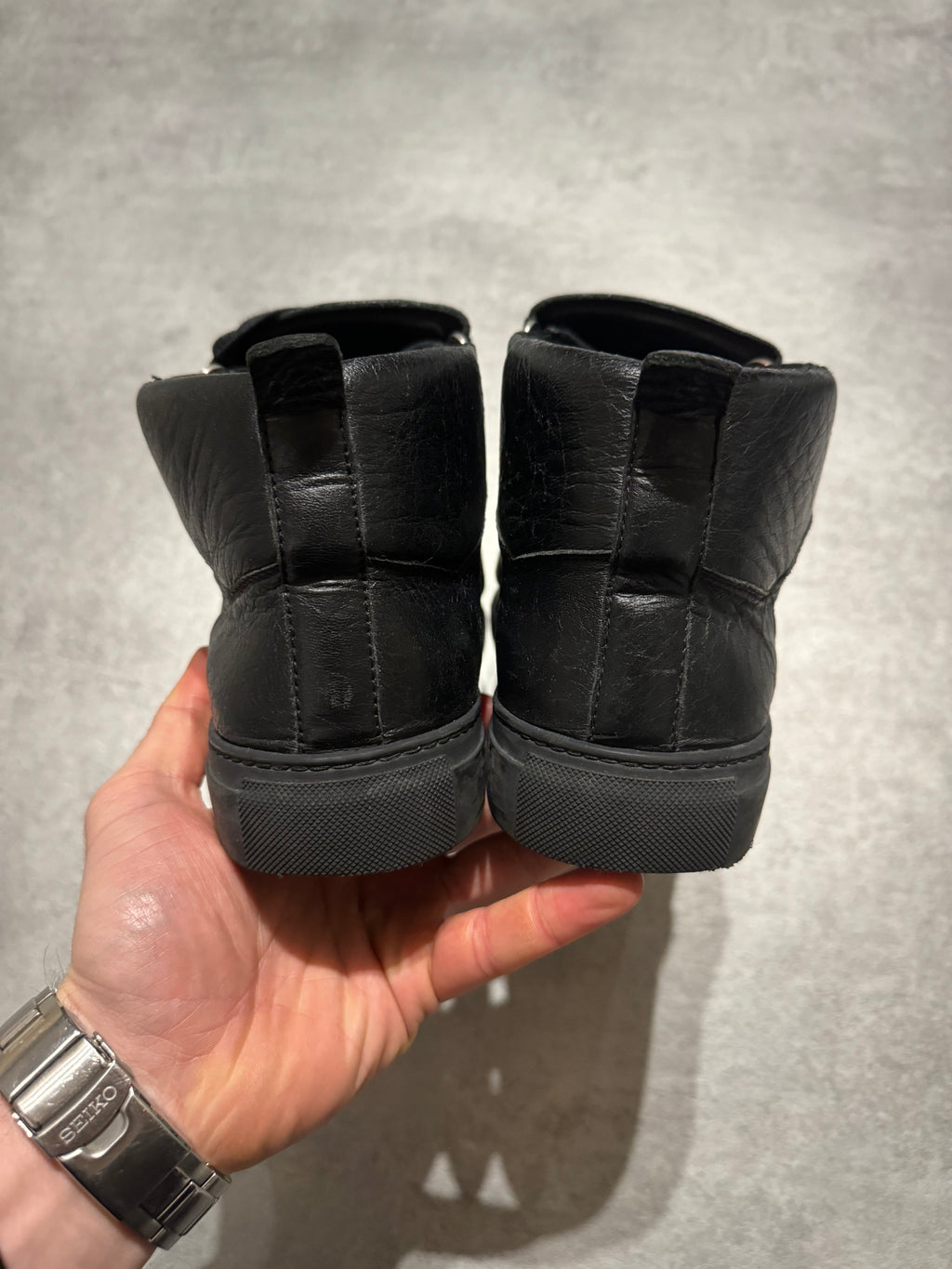 Balenciaga Arena High Black Leather Shoes (41) - 9