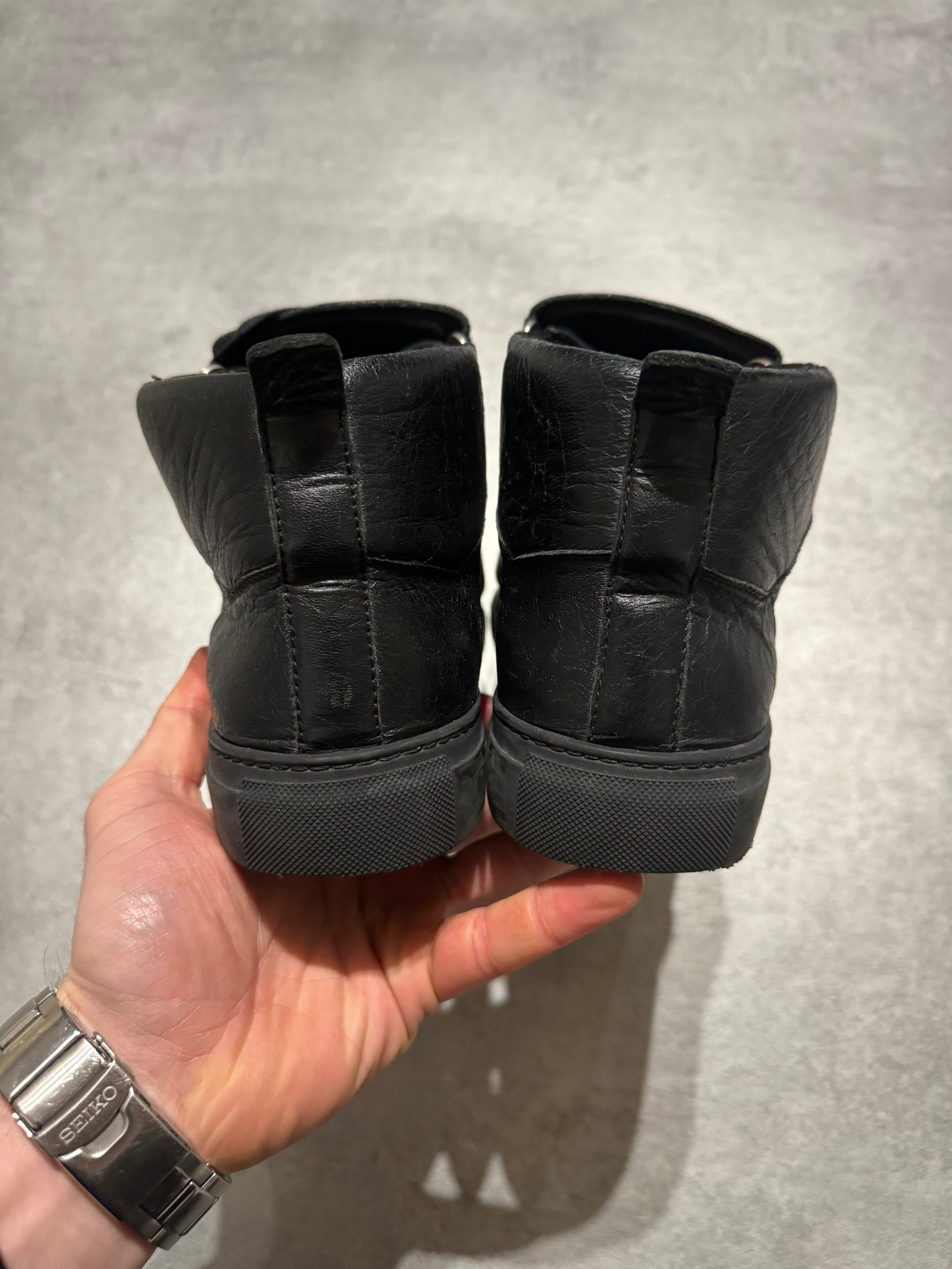 Balenciaga Arena High Black Leather Shoes (41) - 9