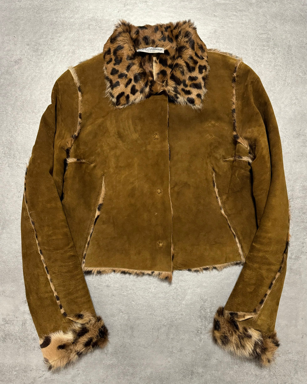 Dolce & Gabbana Leopard Fur Leather Buttoned Jacket (XS) - 1