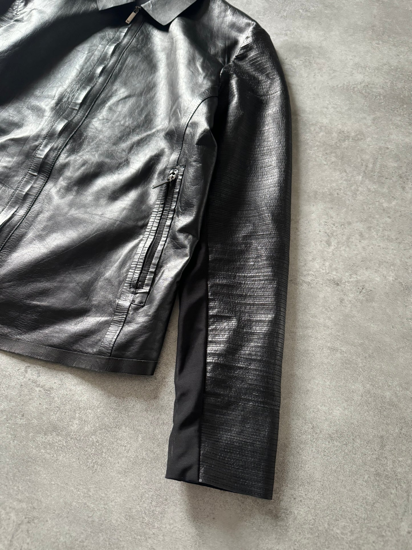 SS2013 Emporio Armani Sophisticated Black Leather Jacket (M) - 10