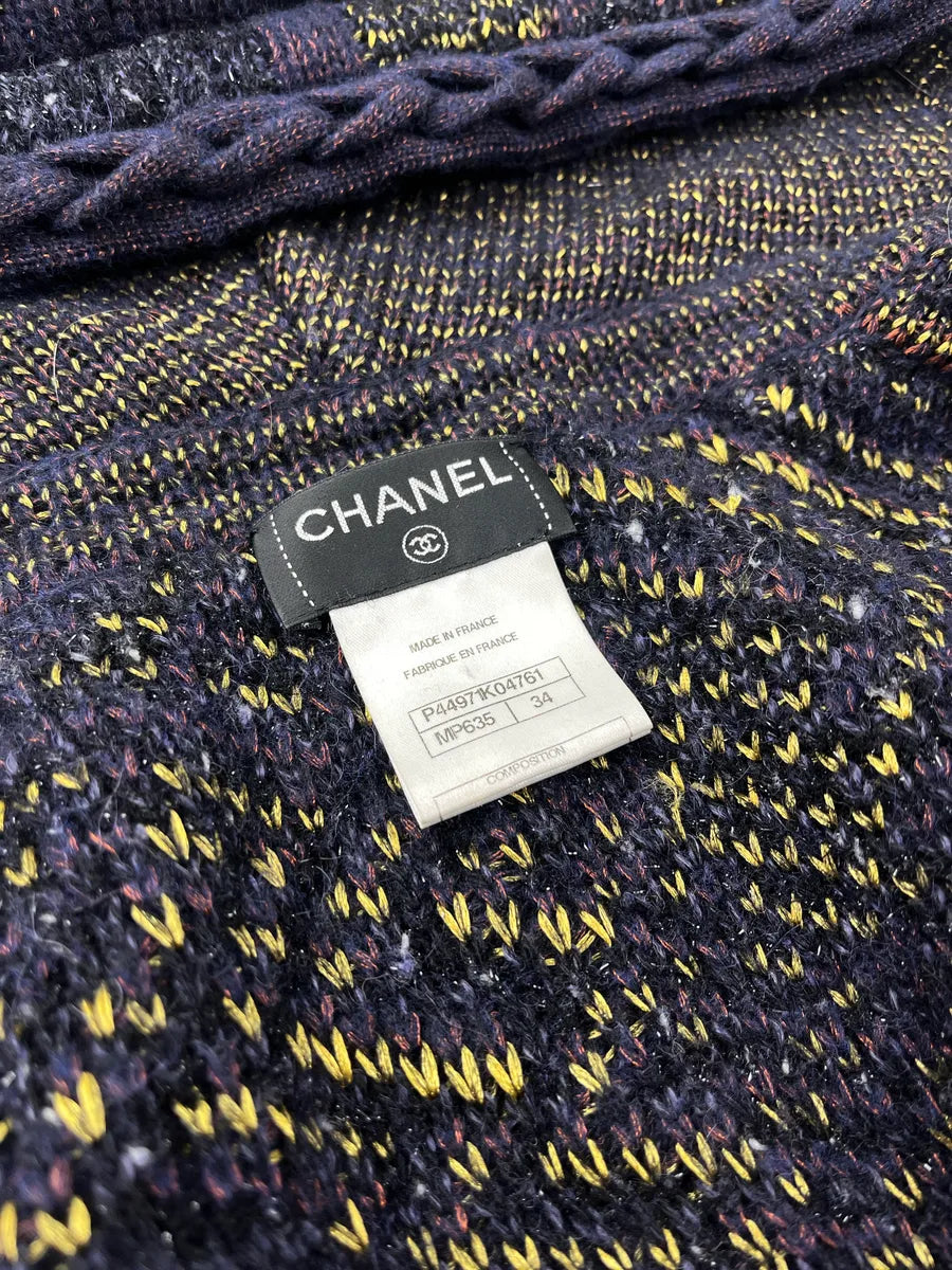 Chanel Knit Dark Purple & Green Hooded Long Coat VtTwIedl 11