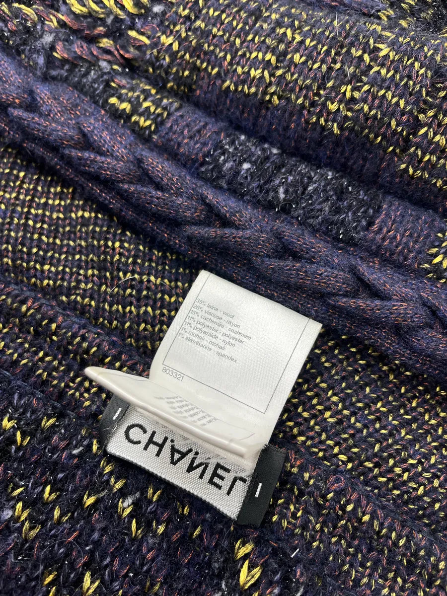 Chanel Knit Dark Purple & Green Hooded Long Coat VtTwIedl 12