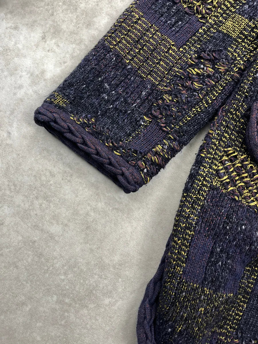 Chanel Knit Dark Purple & Green Hooded Long Coat VtTwIedl 6
