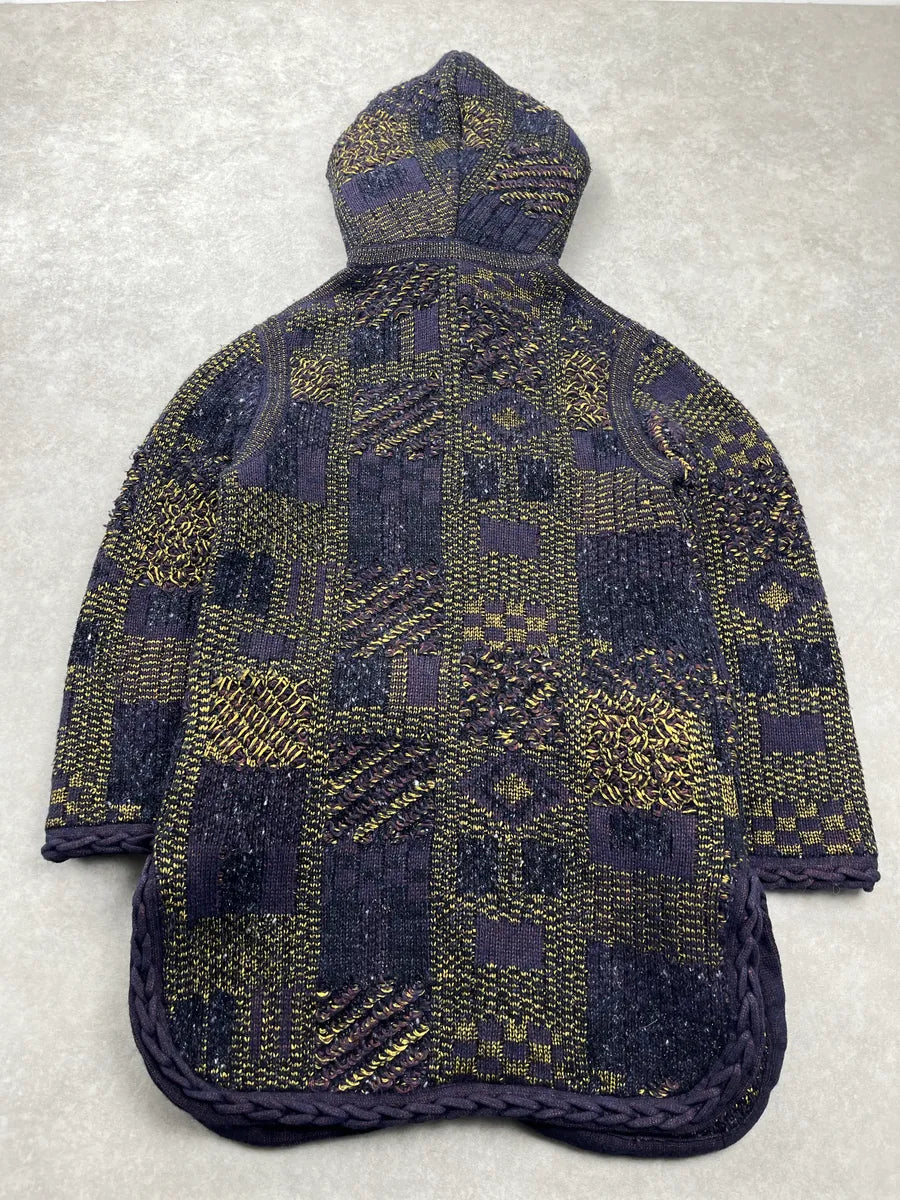 Chanel Knit Dark Purple & Green Hooded Long Coat VtTwIedl 4