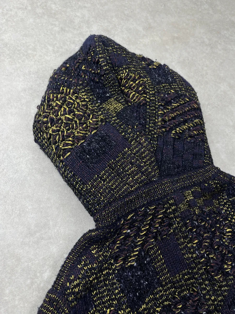Chanel Knit Dark Purple & Green Hooded Long Coat VtTwIedl 9