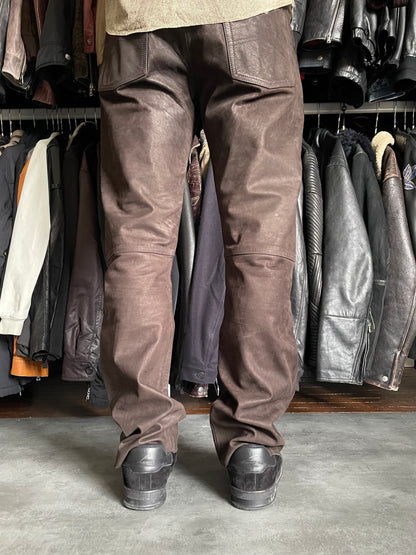 2000s Armani Brown Cozy Leather Pants (L) - 3