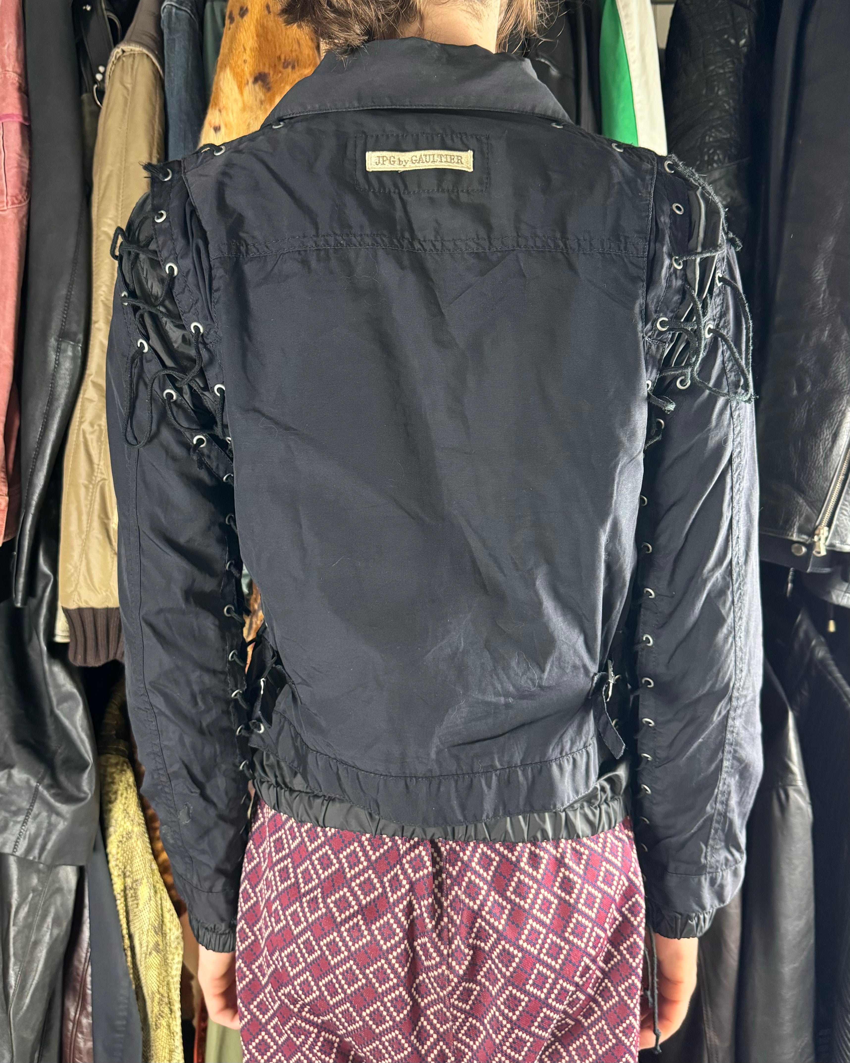 AW2003 Jean Paul Gaultier Strapped Bondage Light Trucker Jacket (S) - 9