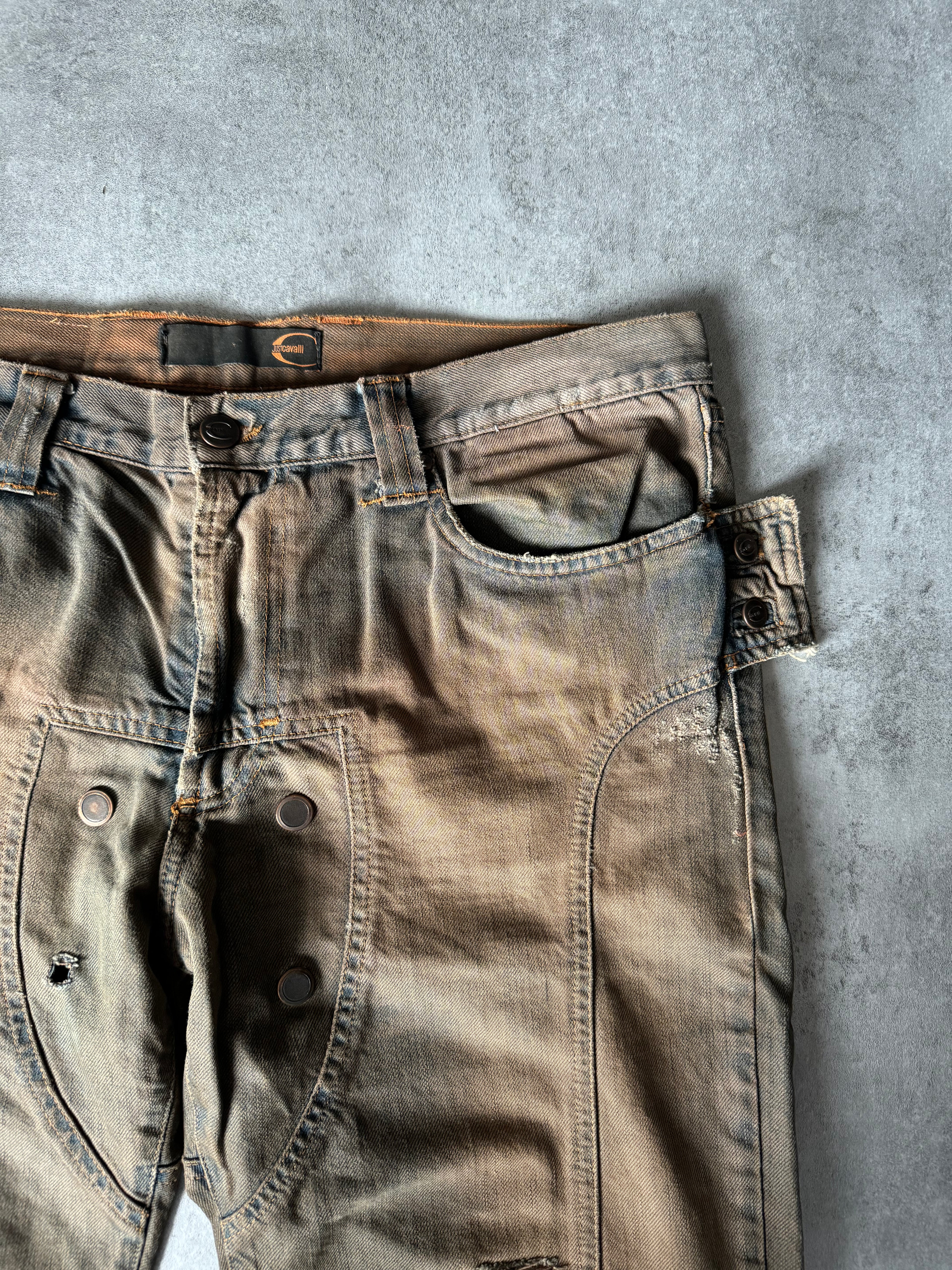 SS2005 Cavalli Faded Blue Hysteric Acid Distressed Straight Jeans  (L) - 5