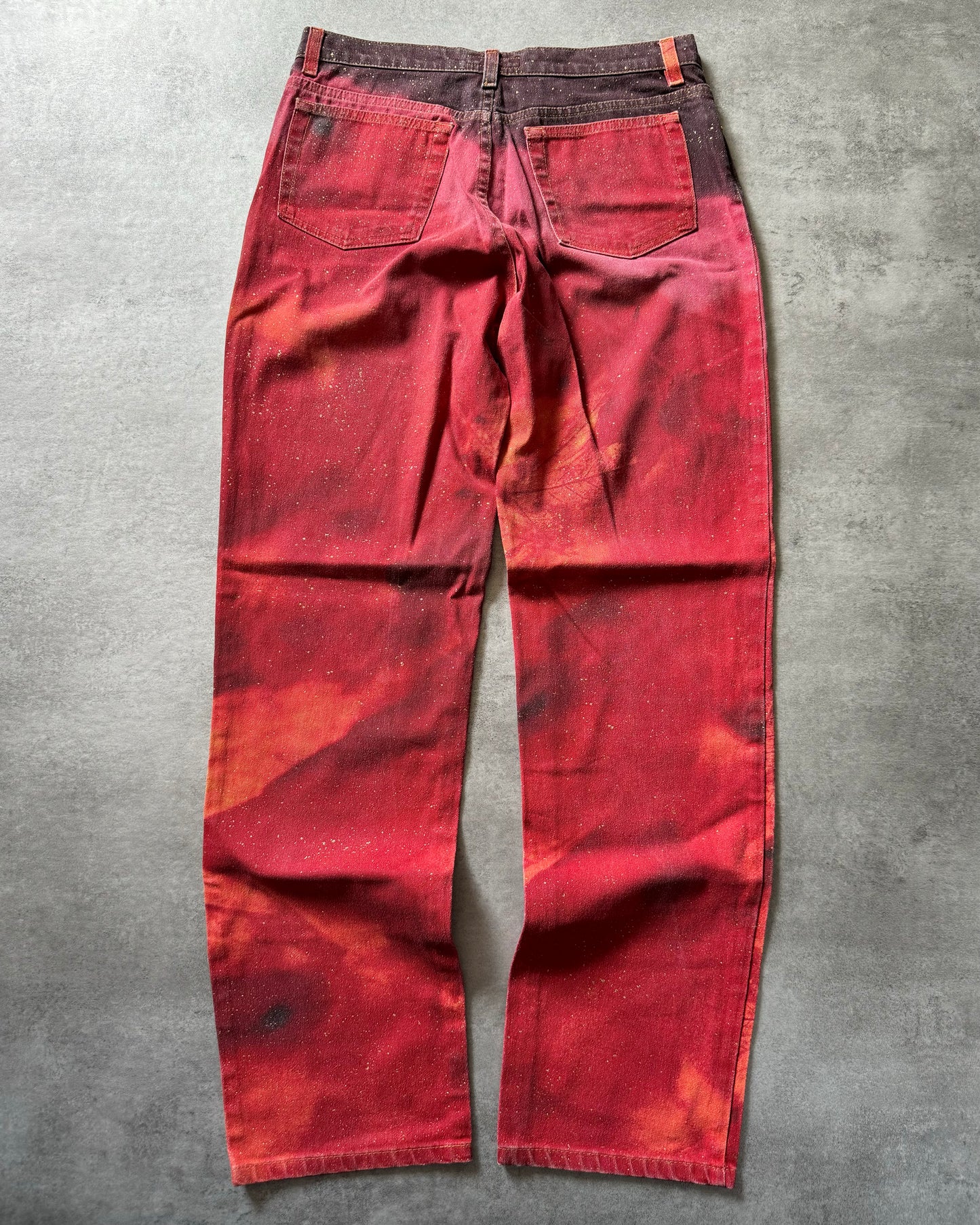 FW2001 Roberto Cavalli Red Nature Leaves Worlds Pants  (M) - 4
