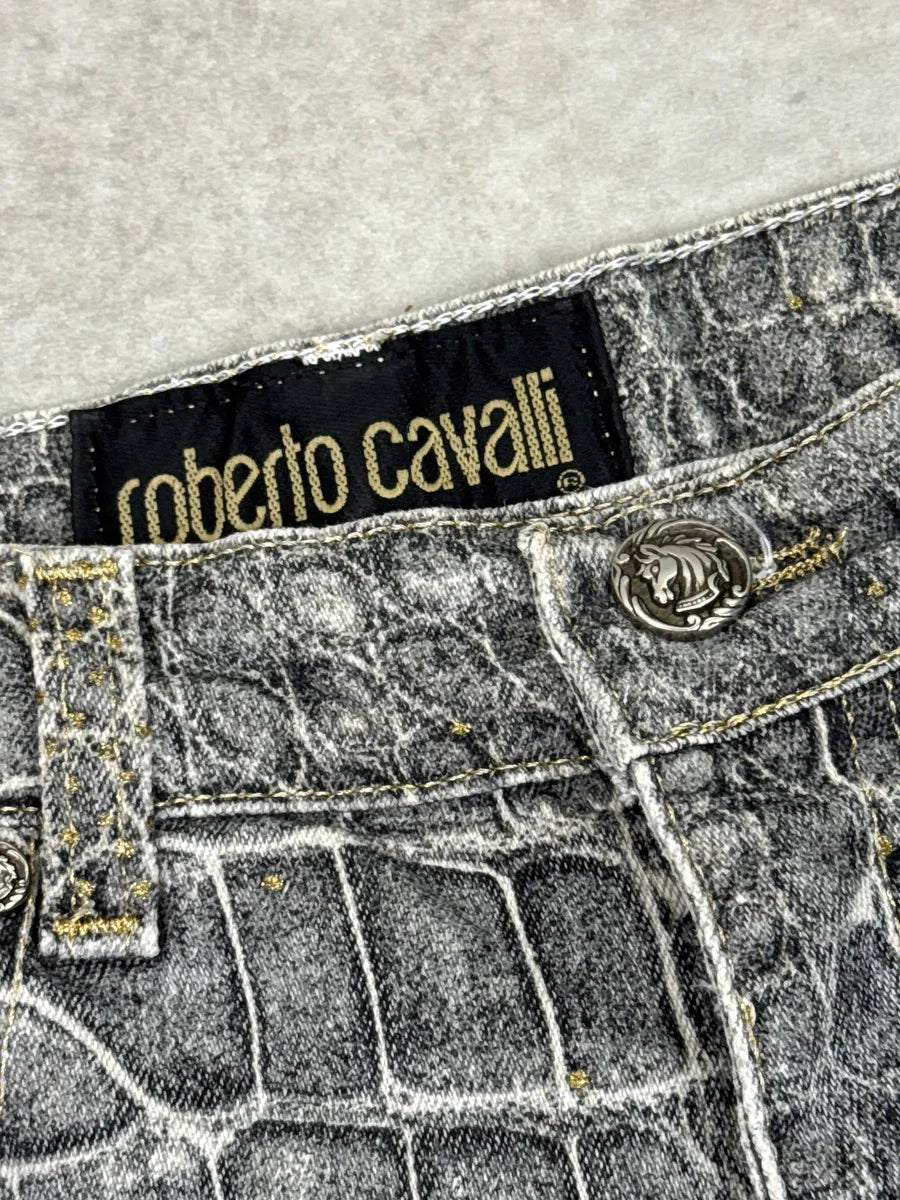 2000s Roberto Cavalli Grey Crocodile Effect Pants VzQNLaVX 12
