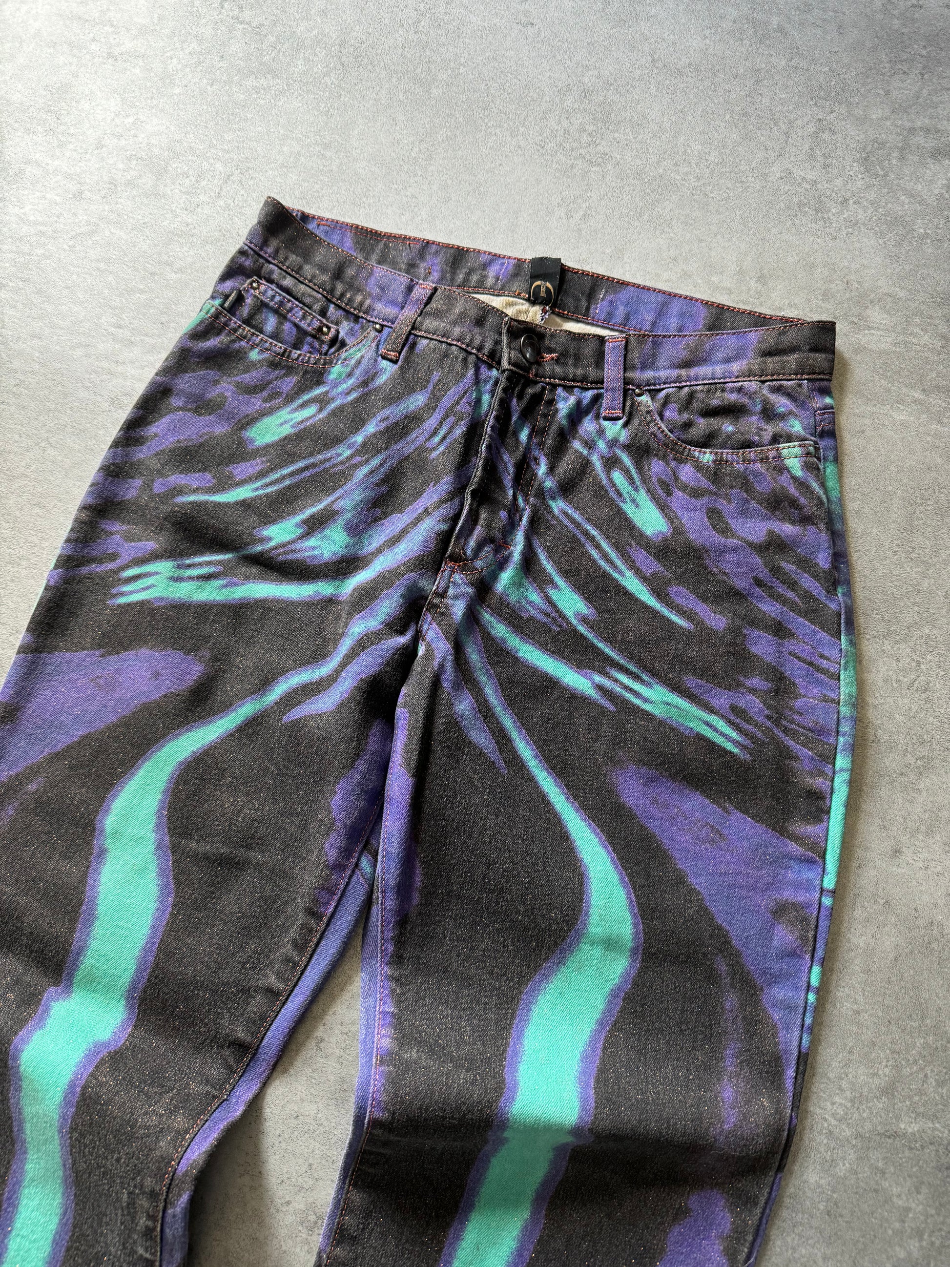 SS2002 Just Cavalli Hallucination purple Zebra Design Jeans (S) - 7